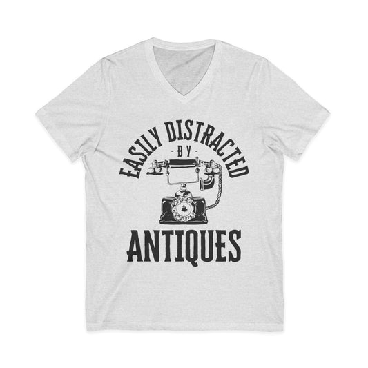 Easily Distracted by Antiques Short Sleeve V-Neck Tee