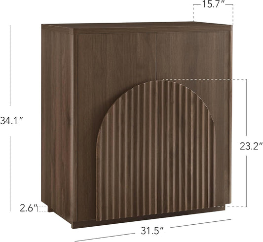Walnut Sideboard Buffet Cabinet | Wave Pattern Doors