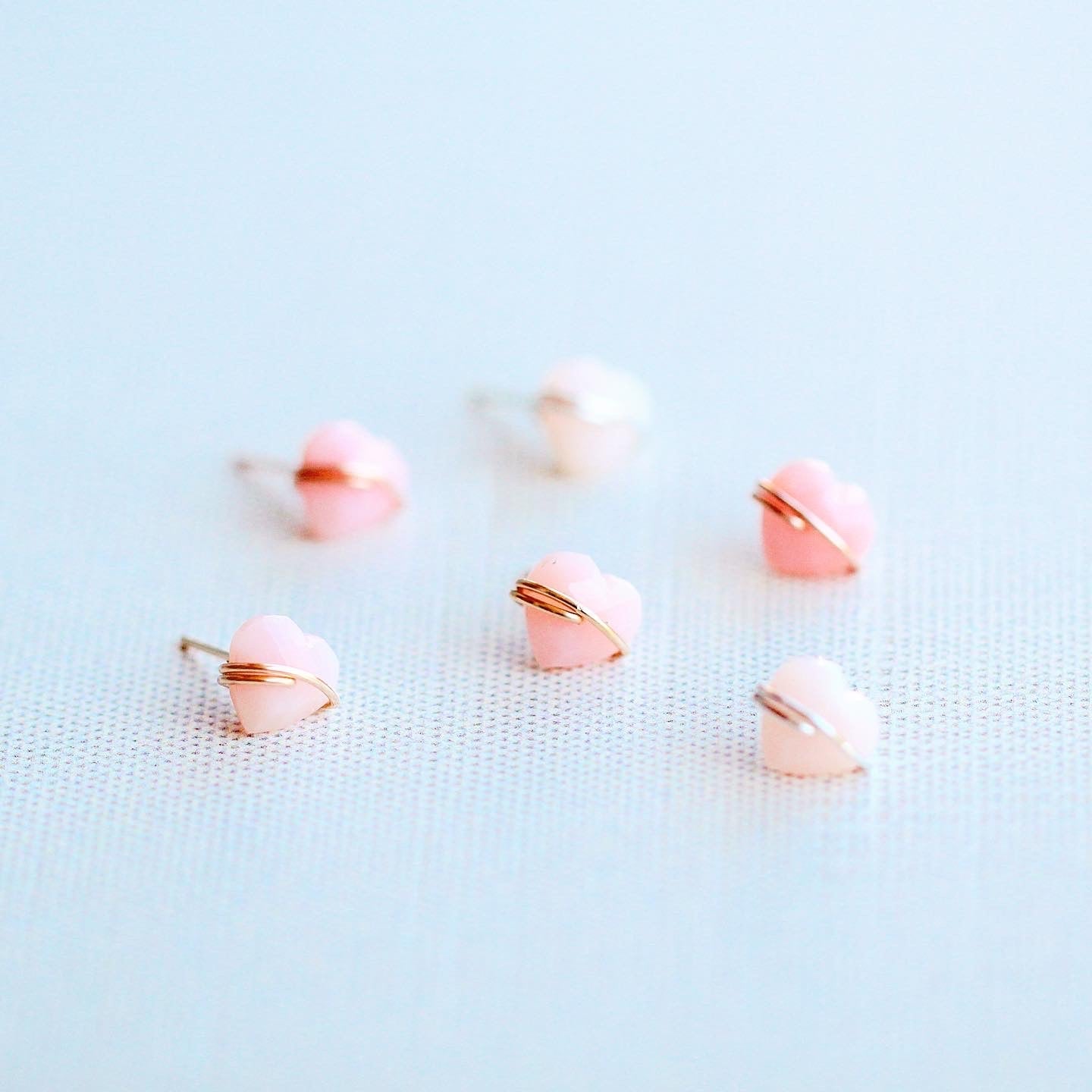 Heart Stud Earrings | Pink Opal