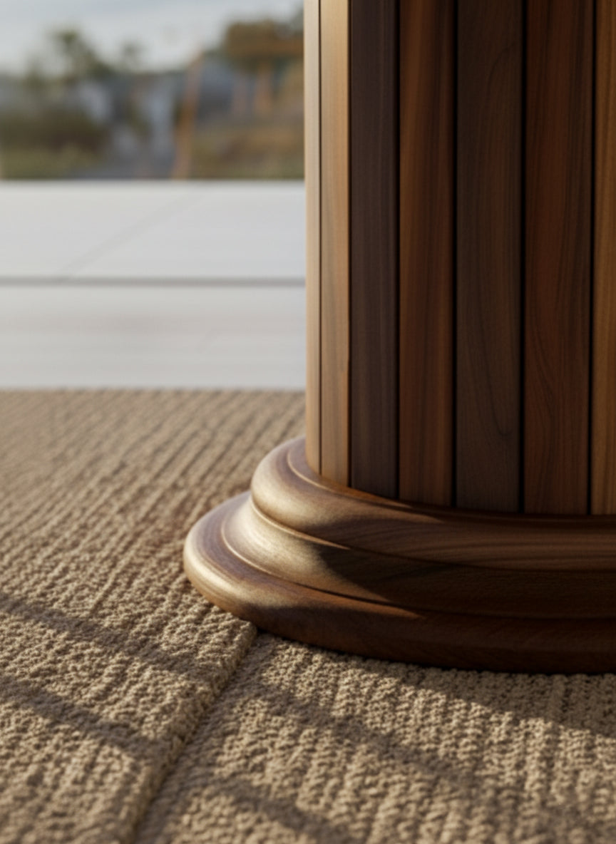 Round Dining Table | Solid Wood Drum Pedestal Base