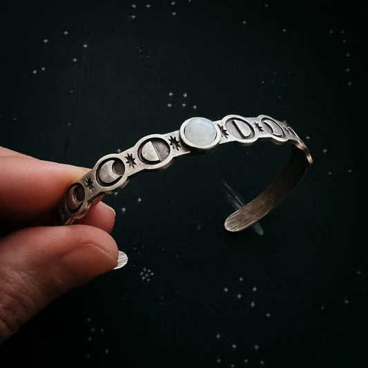 Handmade Moon Goddess Bracelet with Rainbow Moonstone