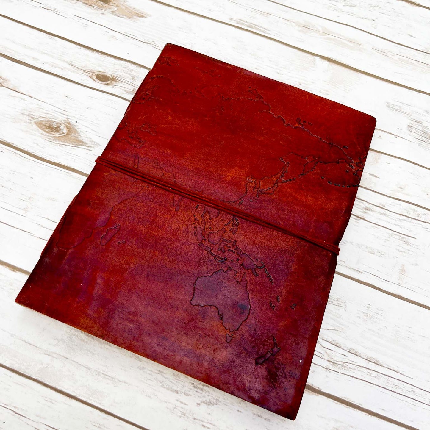 World Map | 14x11 | Large | Handmade Leather Journal | Sketch Pad
