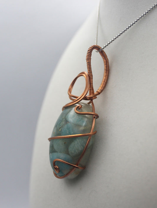 Raw Copper & Amazonite Pendant Necklace