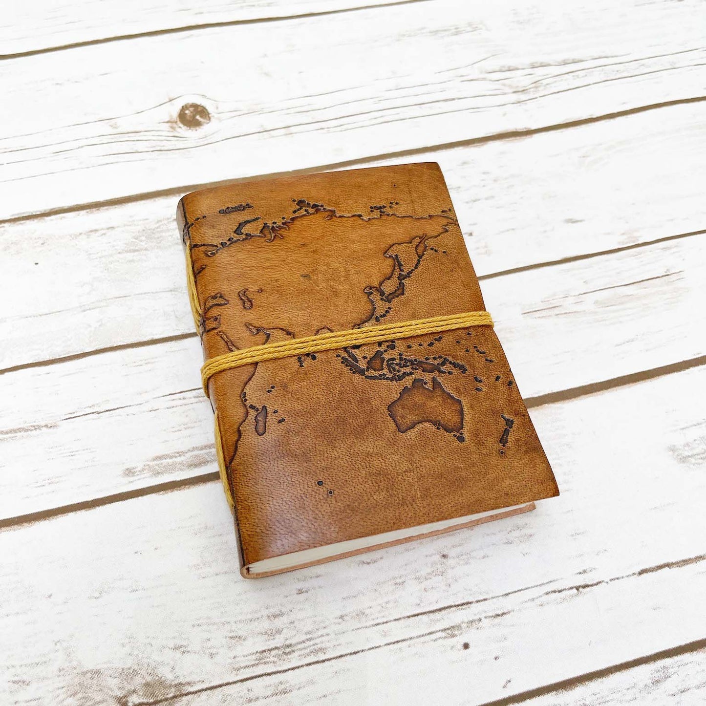 Vintage World Map | 7x5 | Handmade Leather Journal