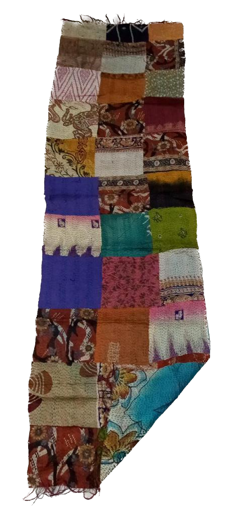 Vintage Silk Saree Kantha throw - Hand Stitched Upcycled-4