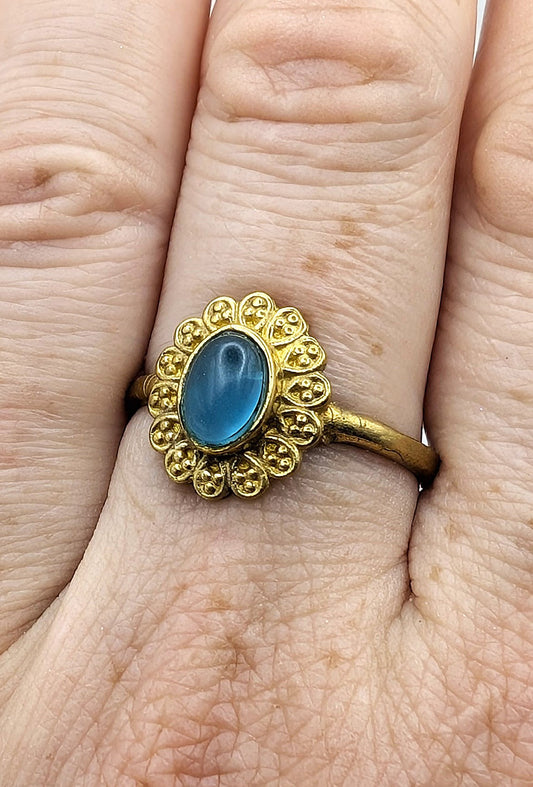 Blue Cat’s Eye Glass & Gold Ring