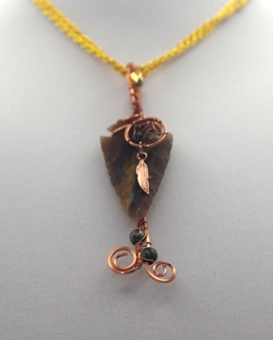 Raw Copper & Jasper | Arrowhead Beaded Pendant Necklace