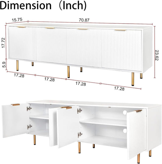 White EightyInch Mid Century Modern TV Entertainment Center-1