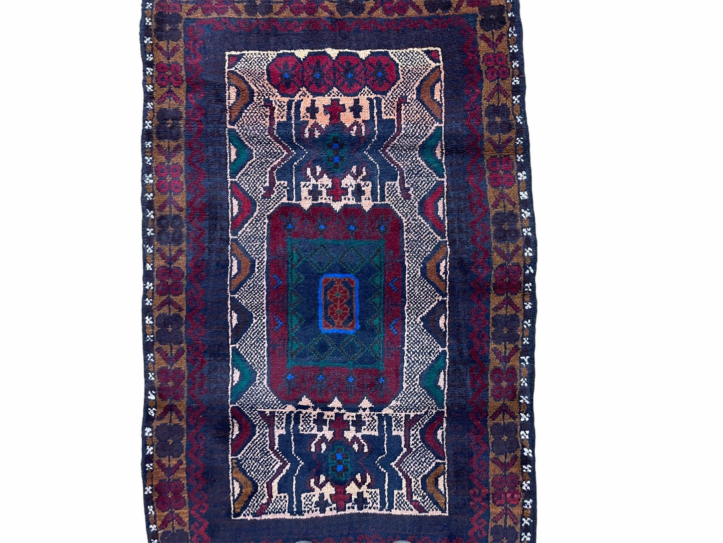 3 X 5 Vintage Handmade Tribal Wool Rug Balouchi Rug Afghan Rug Red Beige Nice-3