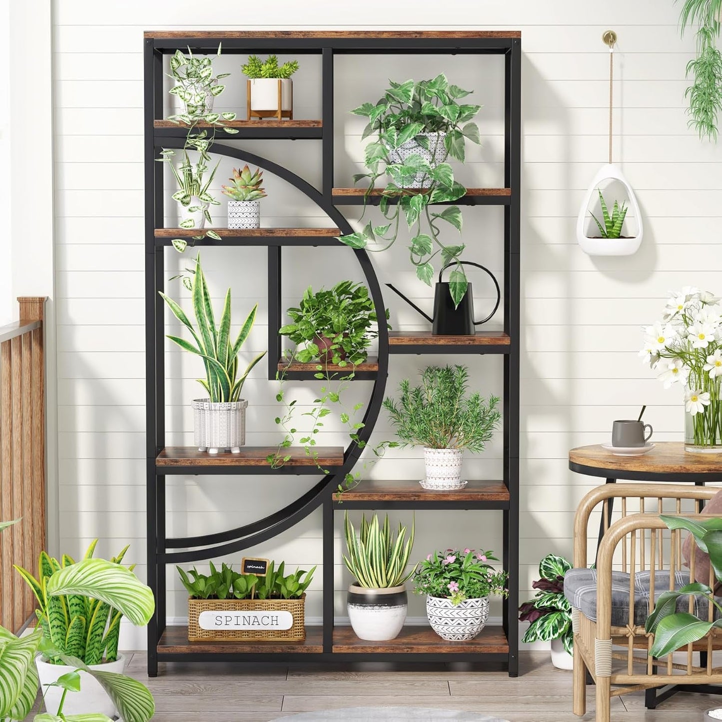 Industrial 5 Tier Bookcase | Brown Rustic Finish