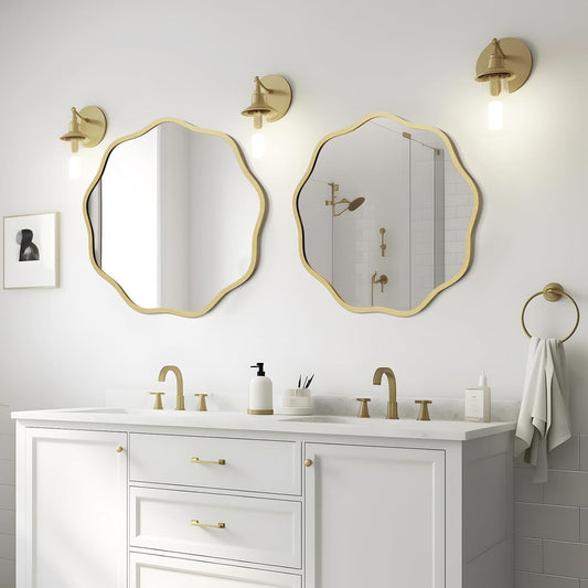 Gold Round Wall Mirror 20 Inch Decorative Home Accent-1