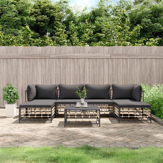 7 Piece Patio Lounge Set with Cushions | Rattan
