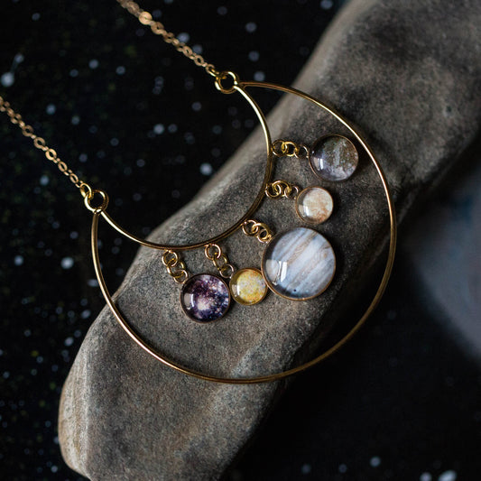 Handmade Galilean Moons of Jupiter Statement Necklace