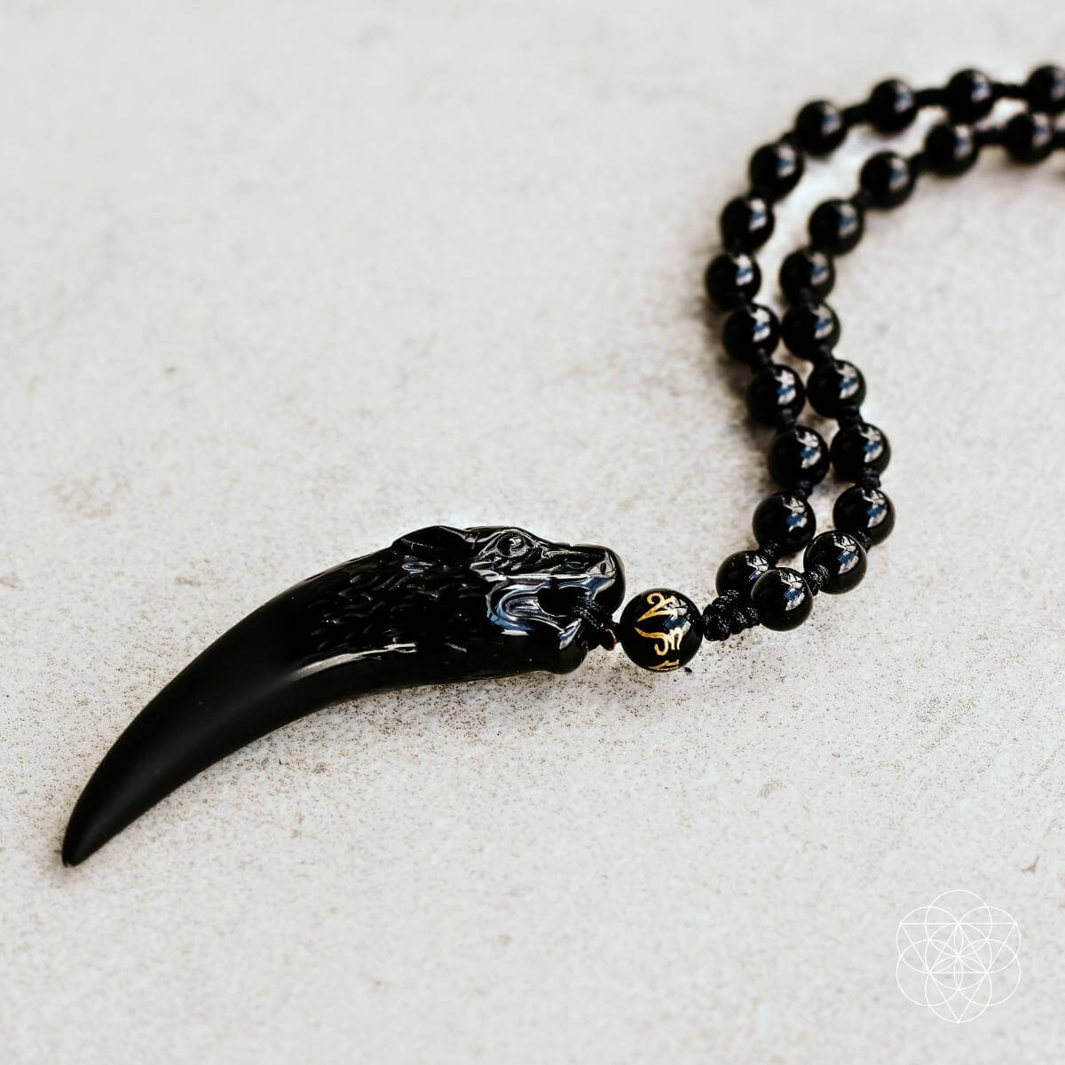 Black Obsidian Wolf Pendant