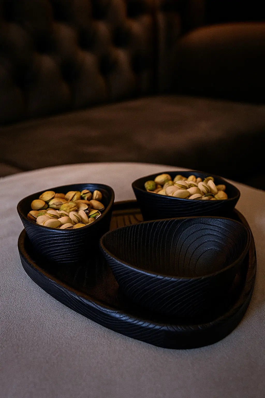 Handcrafted Luxury Wooden Bowl Set with Tray