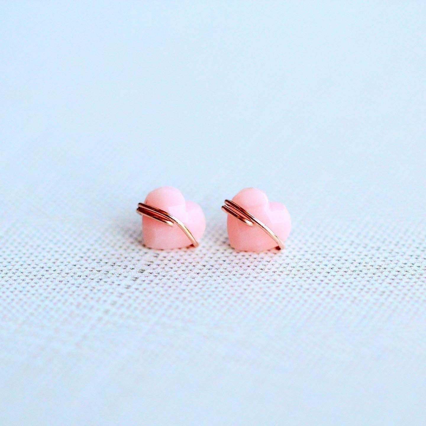 Heart Stud Earrings | Pink Opal
