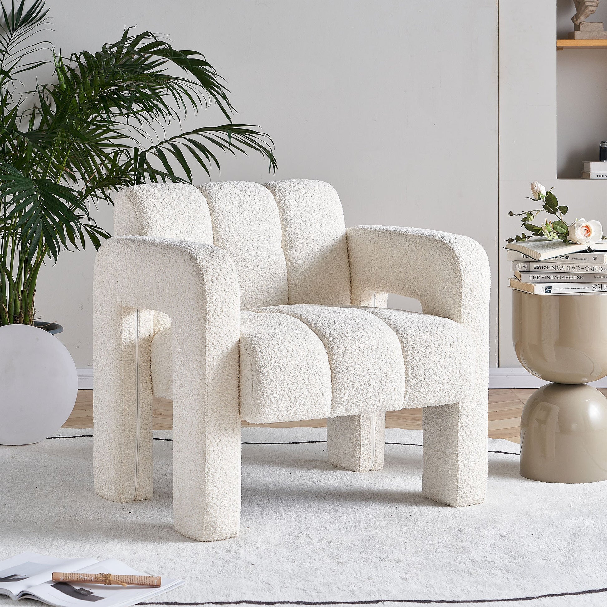 31.10" Wide Boucle Upholstered Accent Chair-1