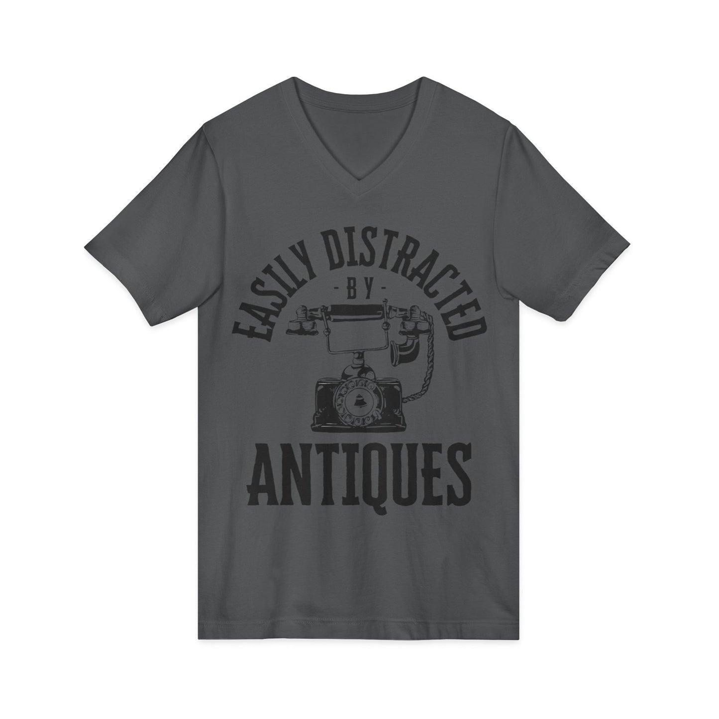 Easily Distracted by Antiques Short Sleeve V-Neck Tee