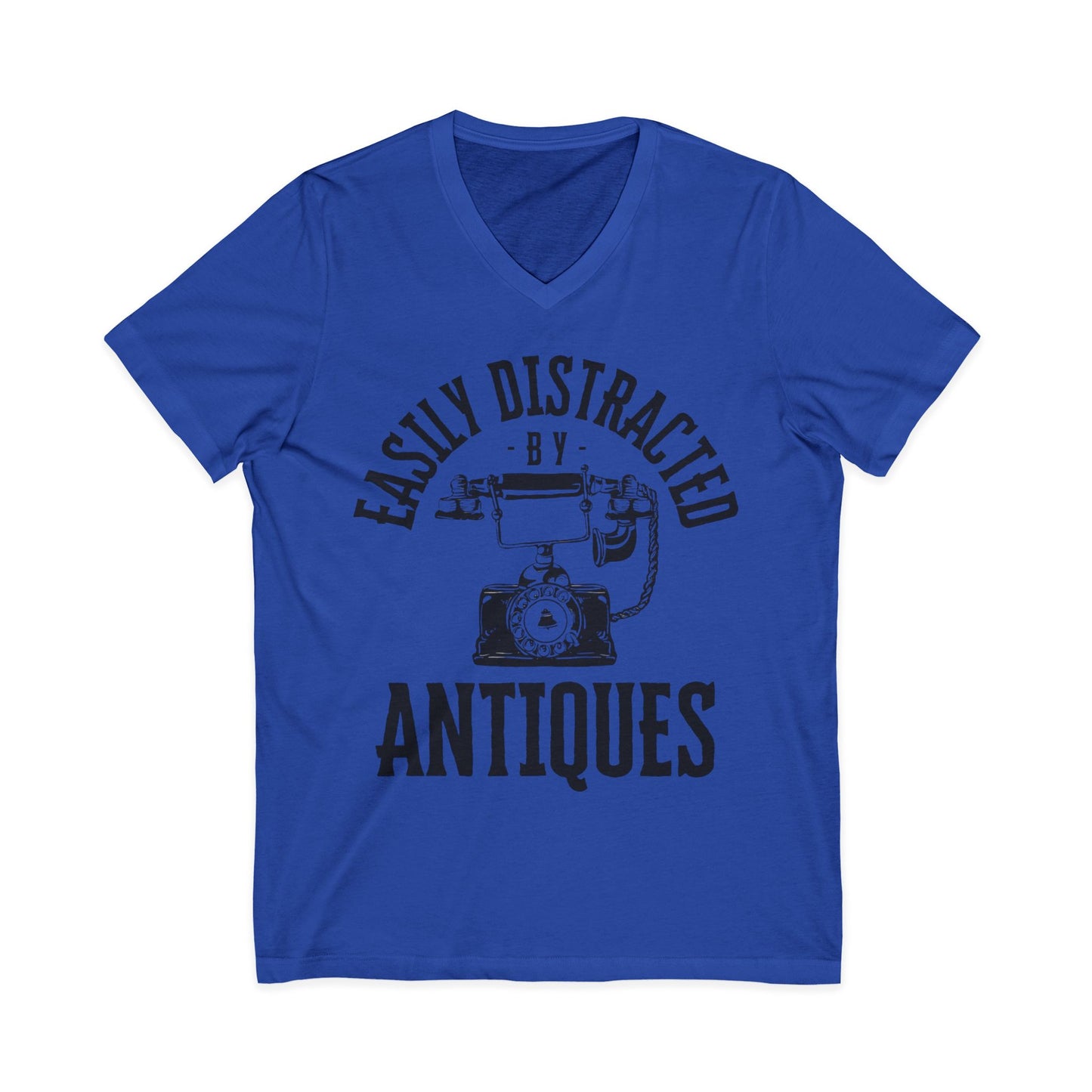 Easily Distracted by Antiques Short Sleeve V-Neck Tee