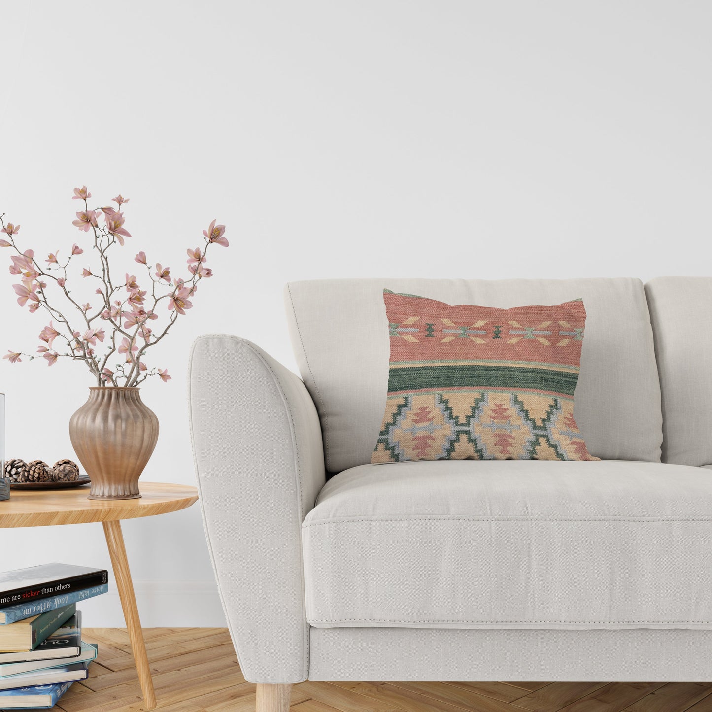 Turkish Kilim Vintage Cushion Cover - 58 x 40 cm-3