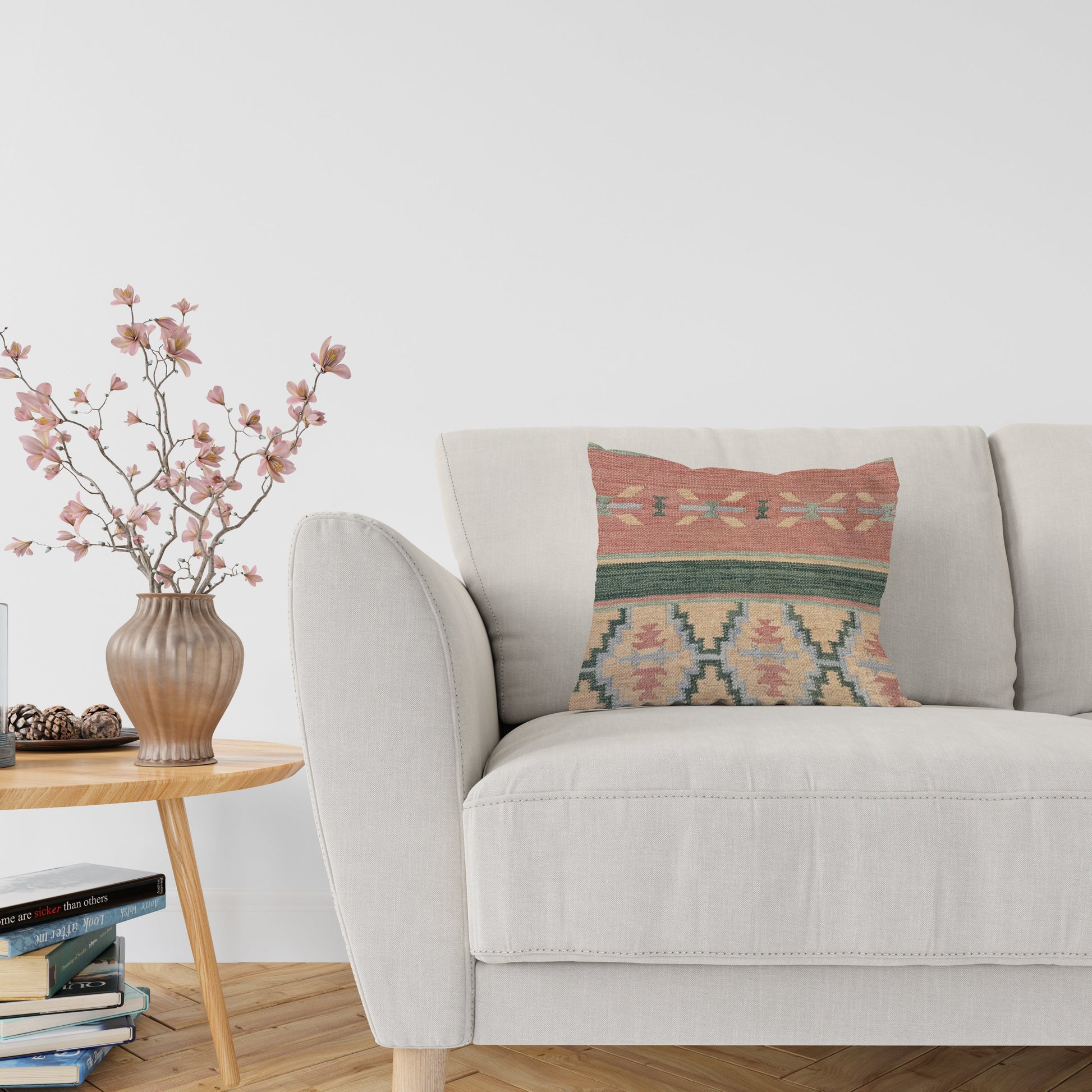 Turkish Kilim Vintage Cushion Cover - 58 x 40 cm-3