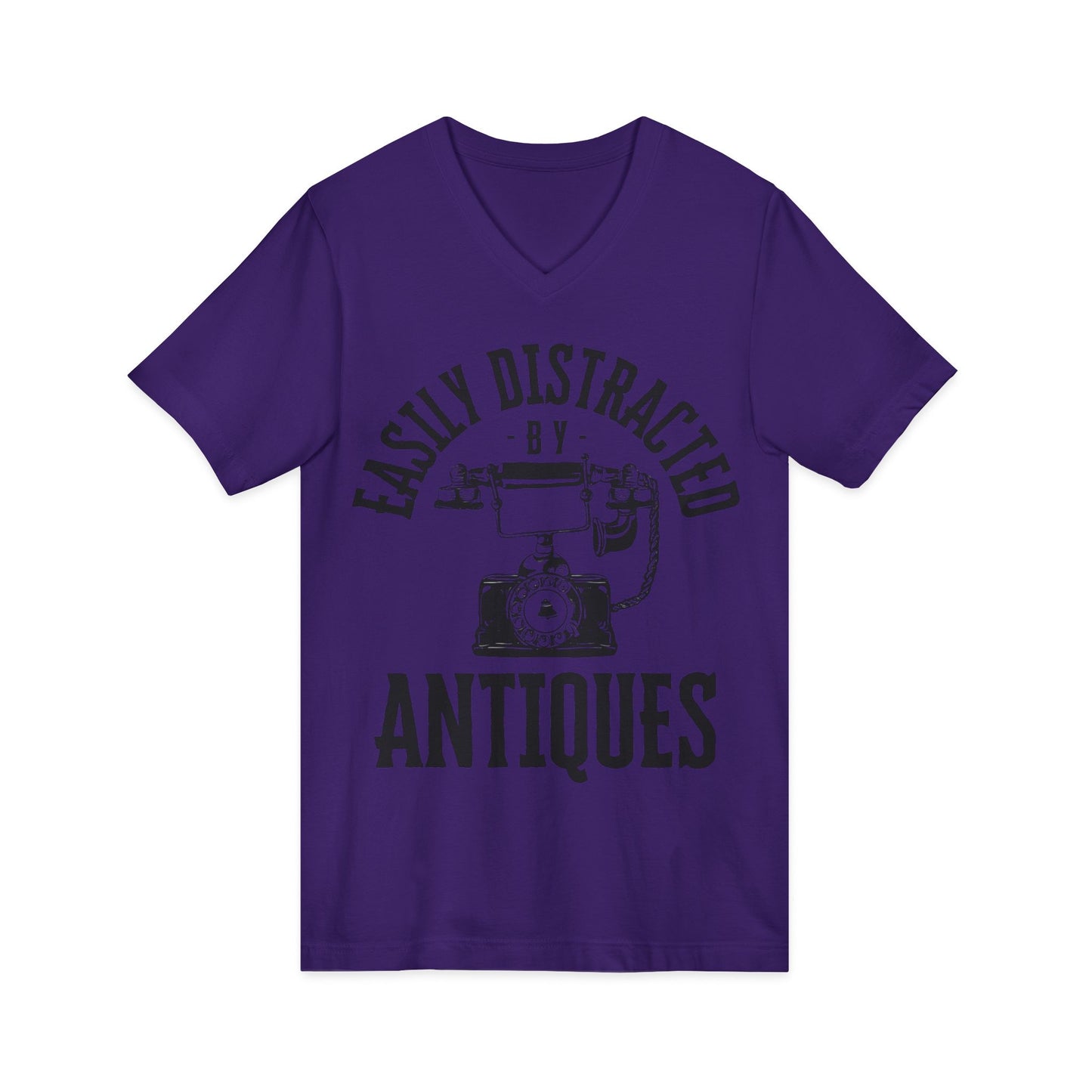 Easily Distracted by Antiques Short Sleeve V-Neck Tee