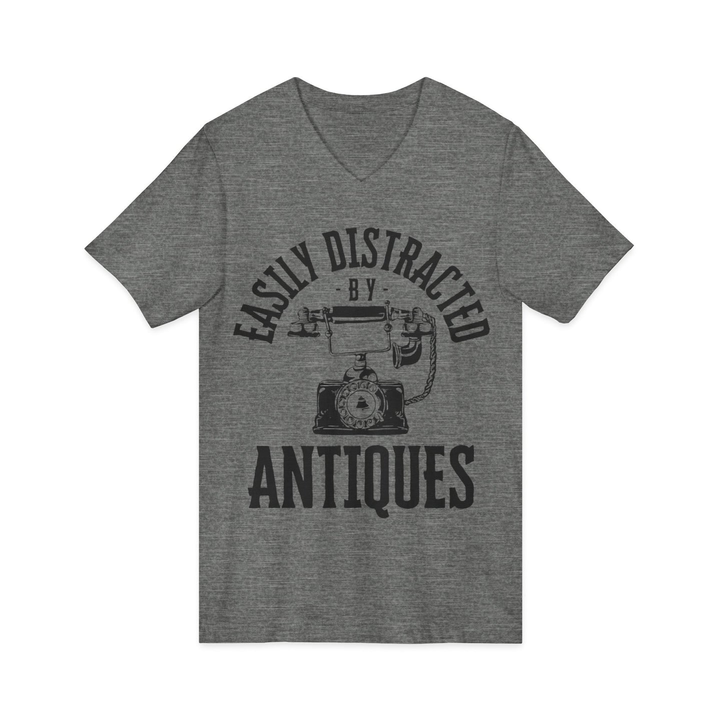 Easily Distracted by Antiques Short Sleeve V-Neck Tee
