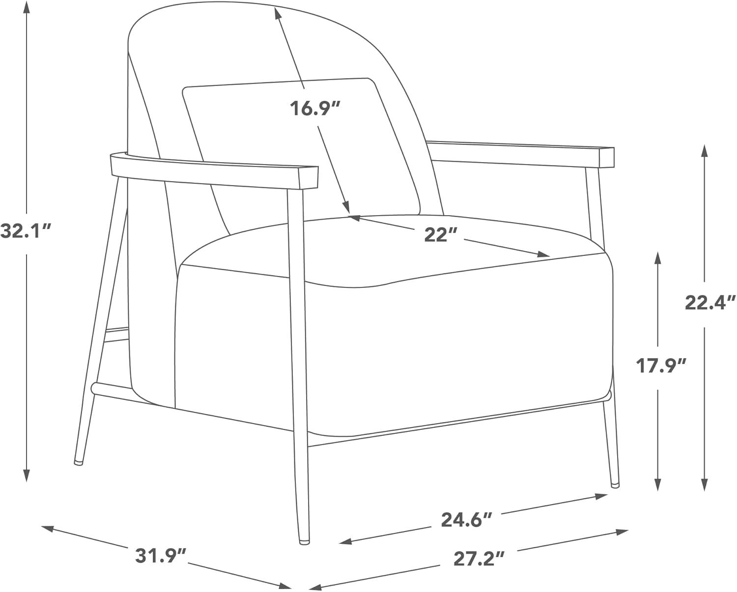 Ivory Faux Sherpa Armchair With Metallic Framework-2