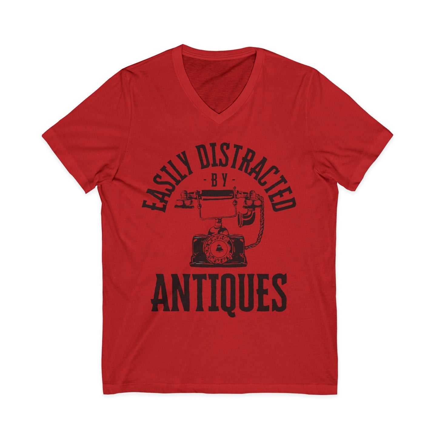 Easily Distracted by Antiques Short Sleeve V-Neck Tee