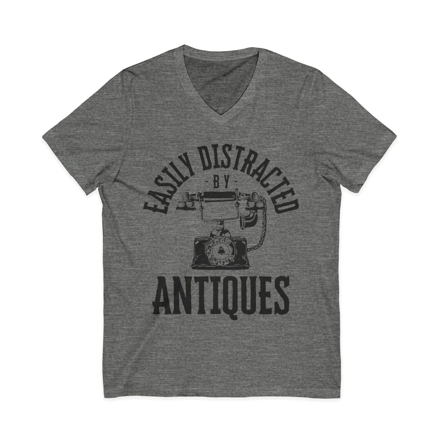 Easily Distracted by Antiques Short Sleeve V-Neck Tee