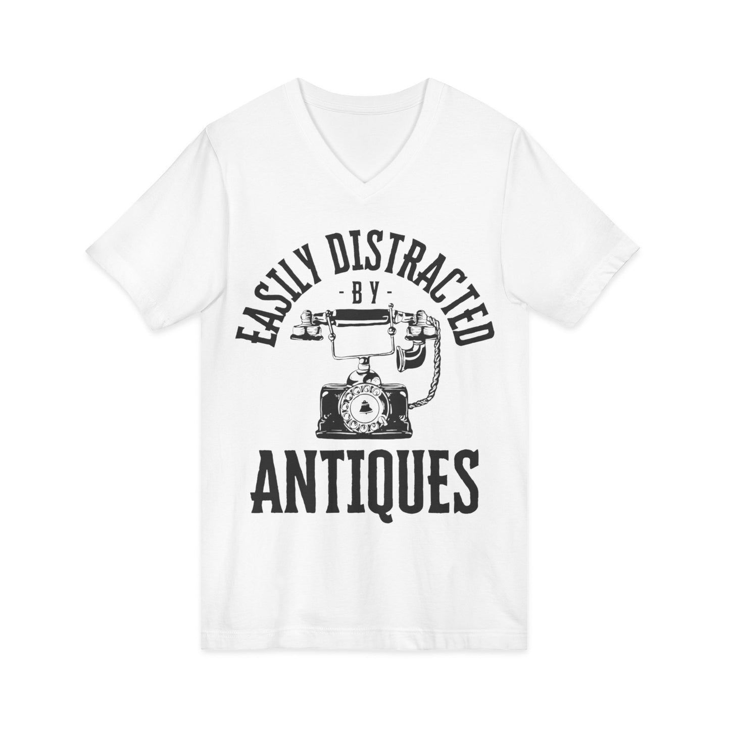 Easily Distracted by Antiques Short Sleeve V-Neck Tee