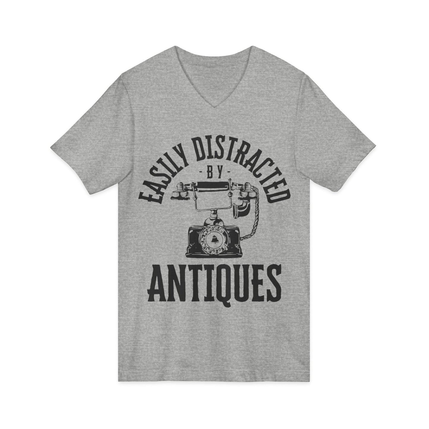 Easily Distracted by Antiques Short Sleeve V-Neck Tee