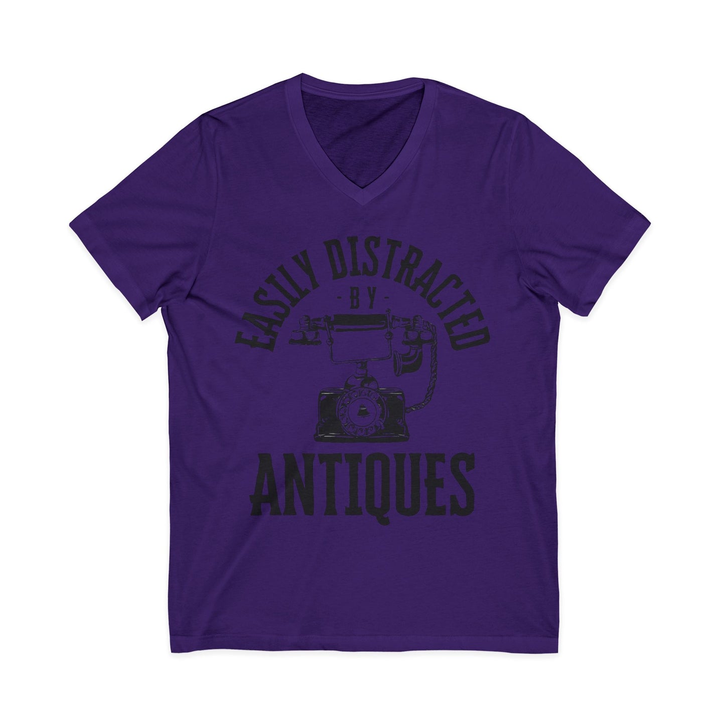 Easily Distracted by Antiques Short Sleeve V-Neck Tee