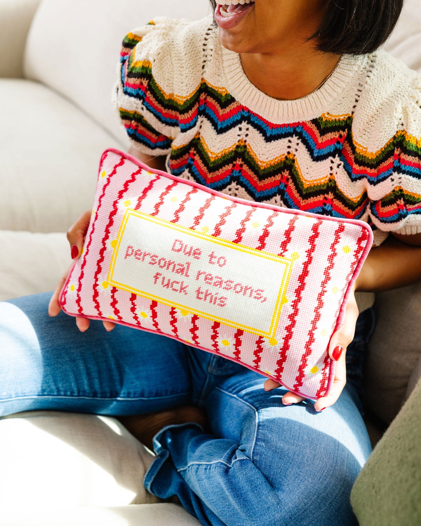 F This Needlepoint Pillow