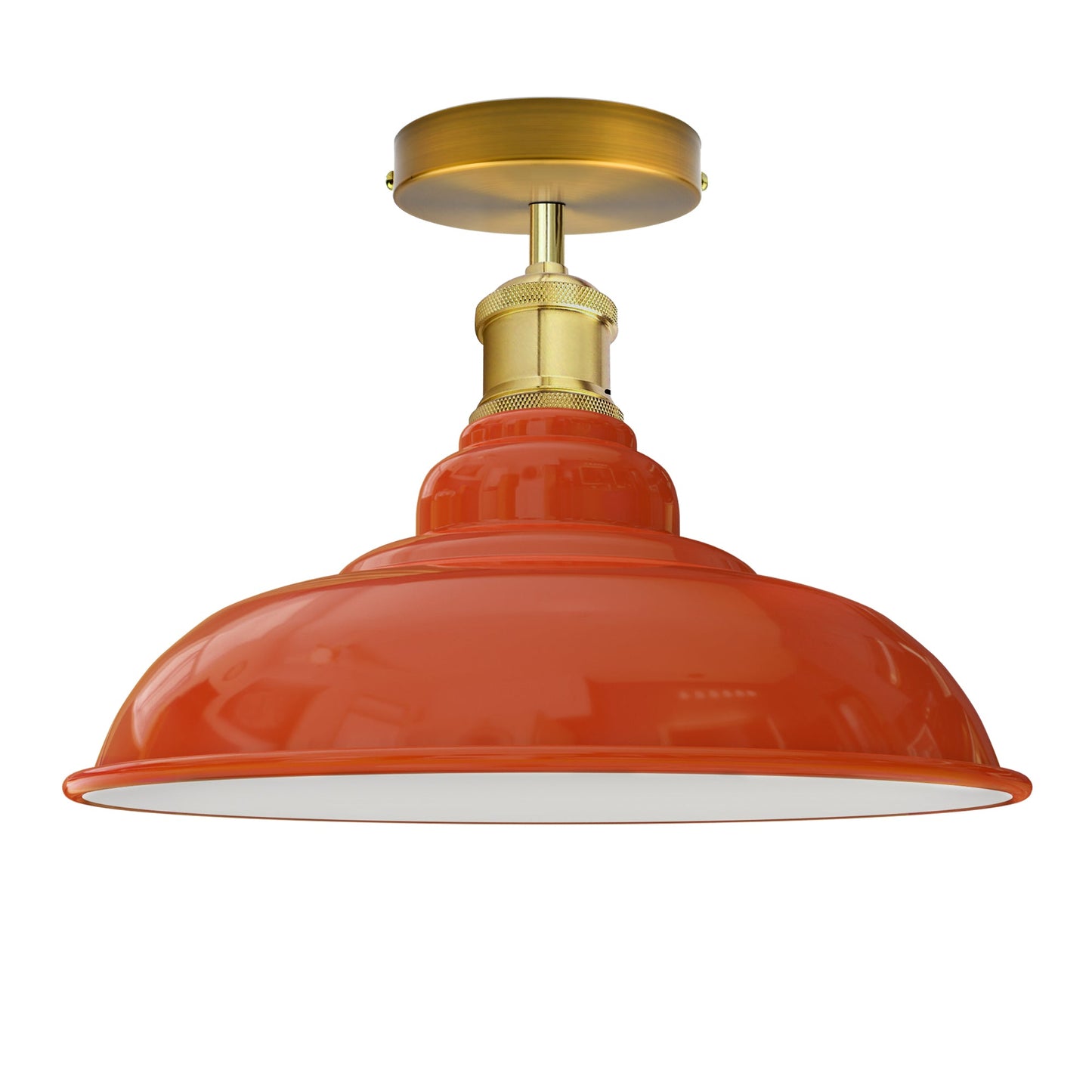 Industrial Vintage Retro Flush Mount Glossy Shade Orange colour Ceiling Light E27 UK~3765-3