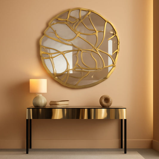 Large Gold Irregular Frame Wall Mirror Living Room Decor-0
