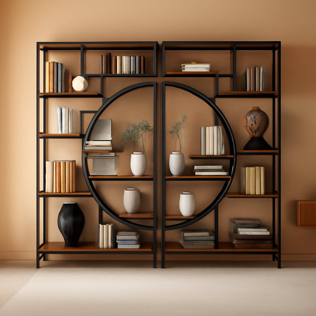 Industrial 5 Tier Bookcase | Brown Rustic Finish