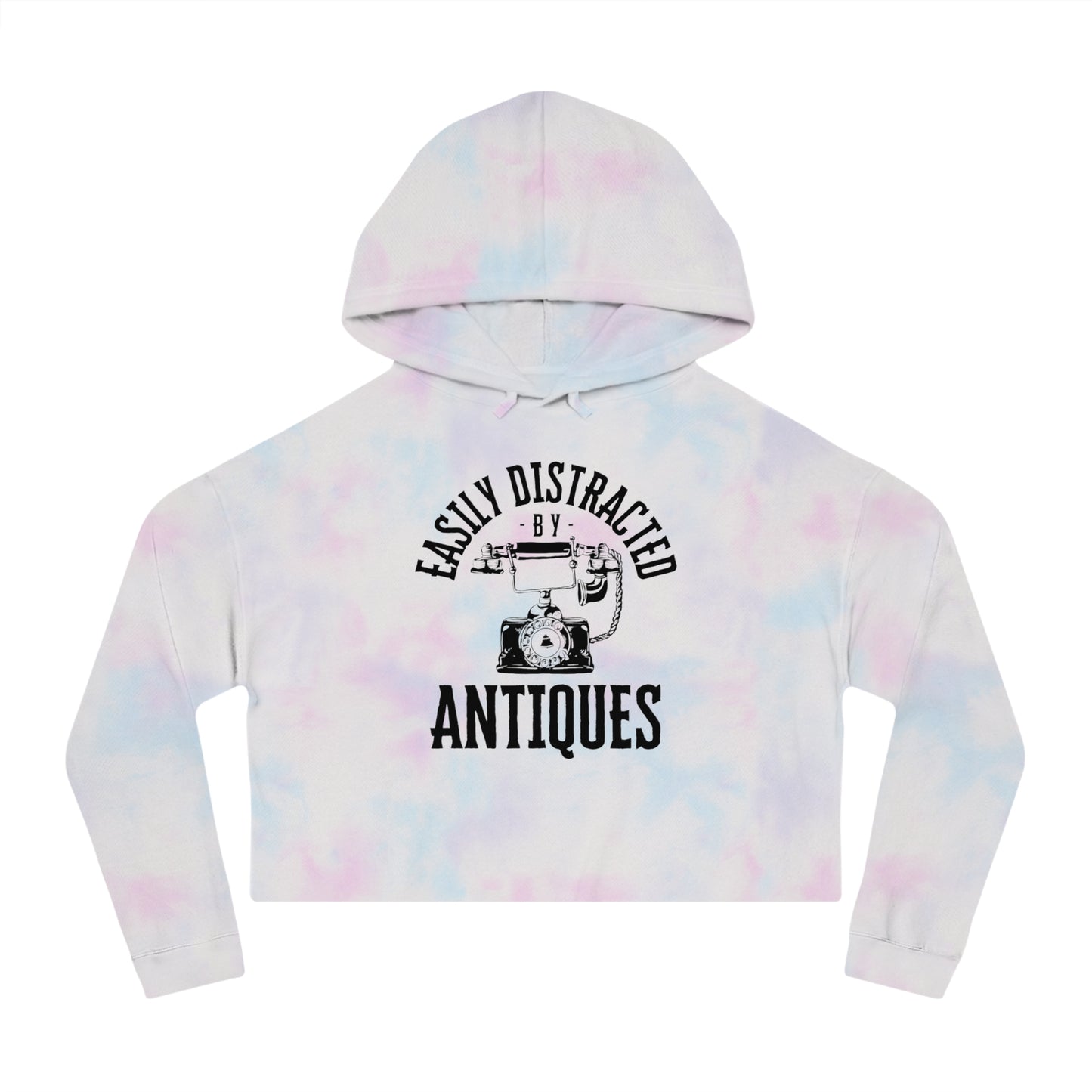 Easily Distracted by Antiques Cropped Hooded Sweatshirt