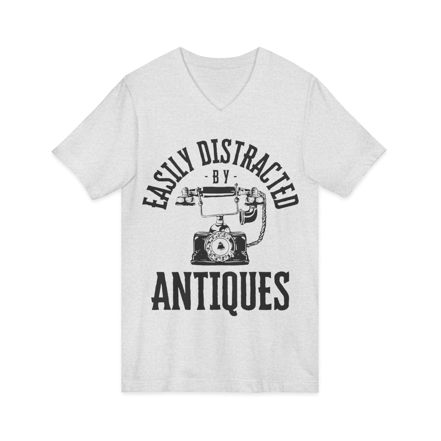 Easily Distracted by Antiques Short Sleeve V-Neck Tee