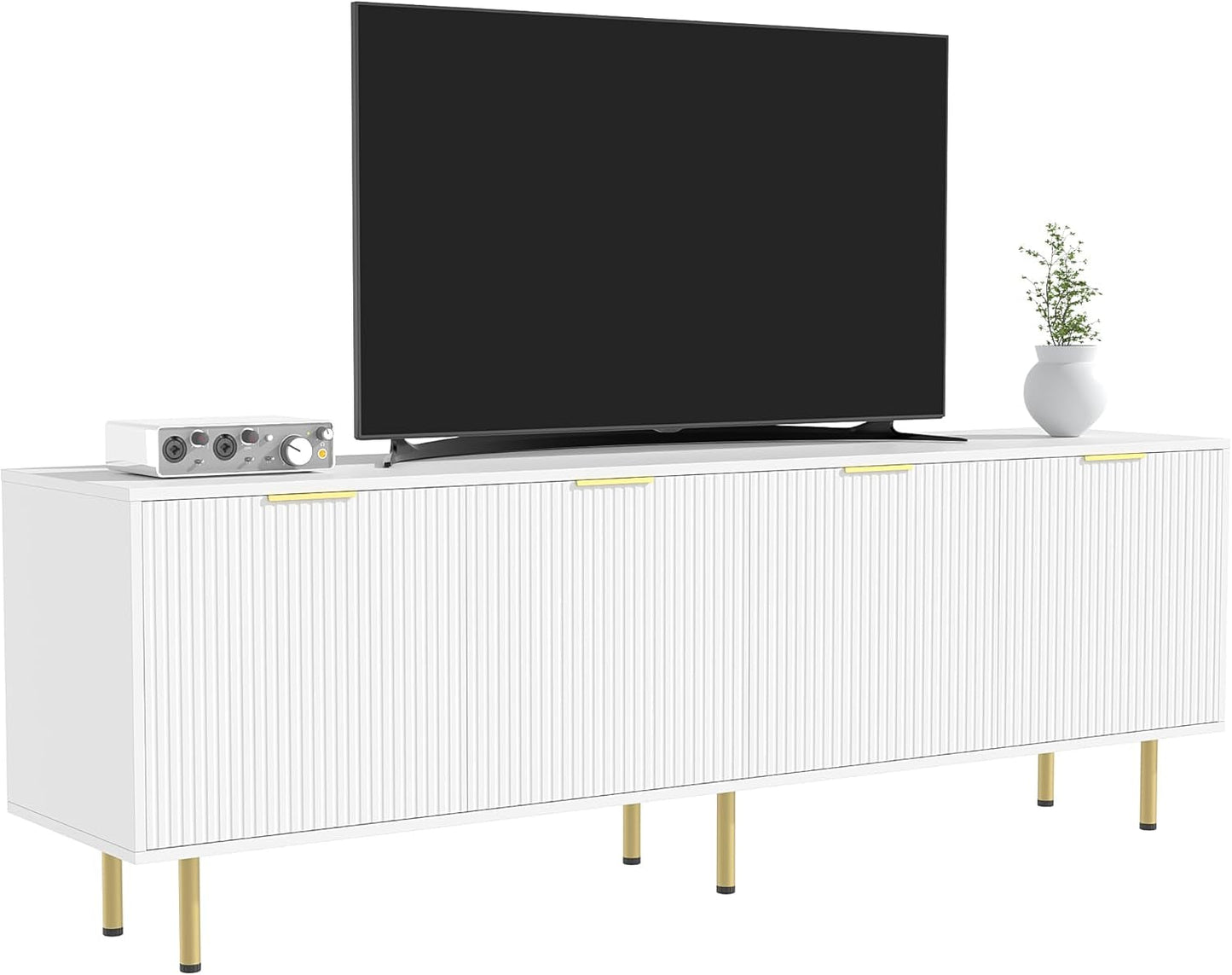 White EightyInch Mid Century Modern TV Entertainment Center-2