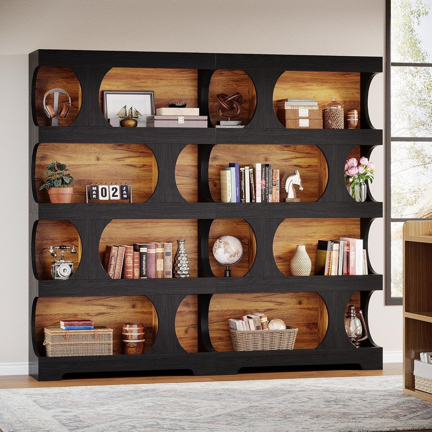 Blackened Tall Architectural Walnut Bookcase