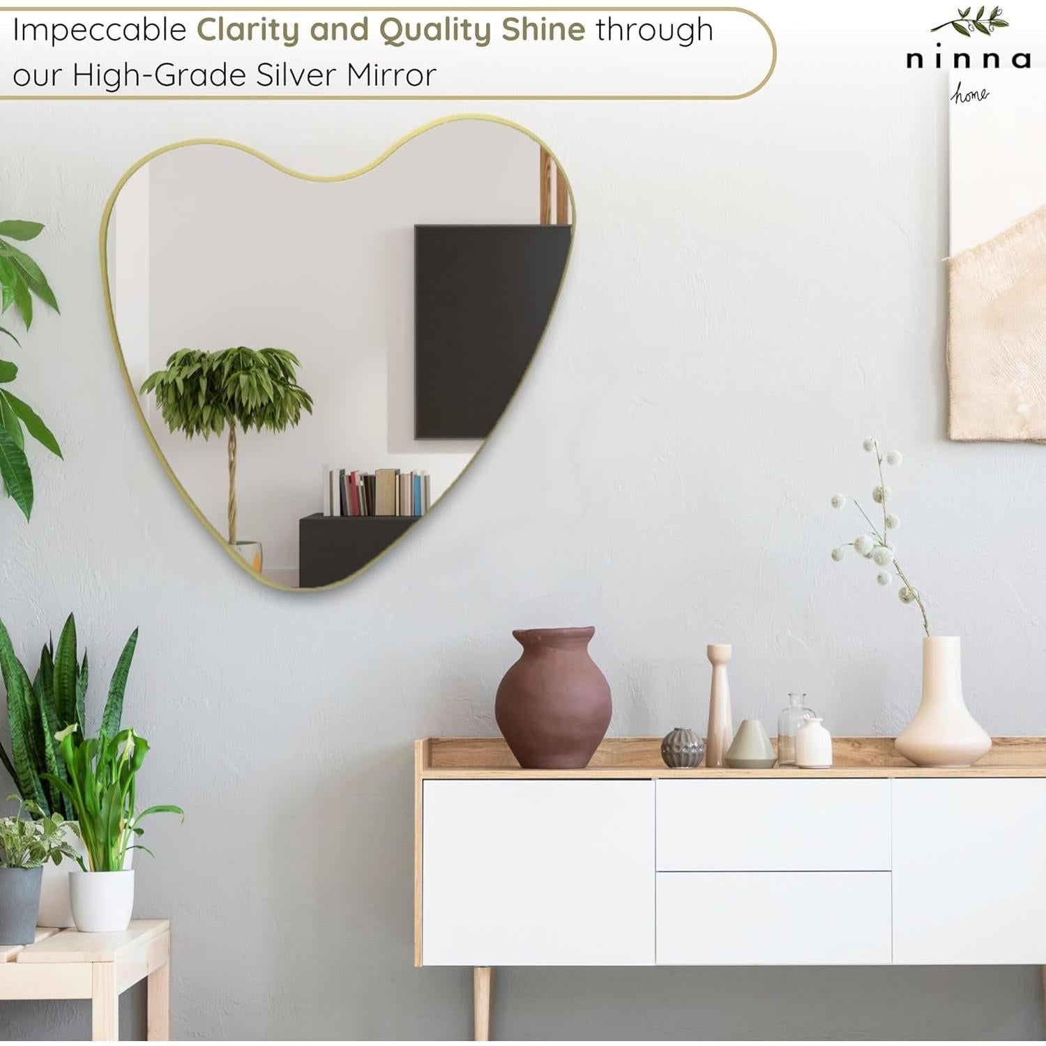 26 Inch Irregular Heart Wall Mirror For Home Decor-3