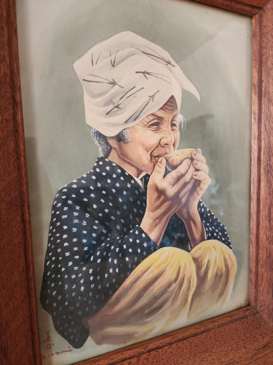 Elderly Japanese Woman Drinking Tea Portrait