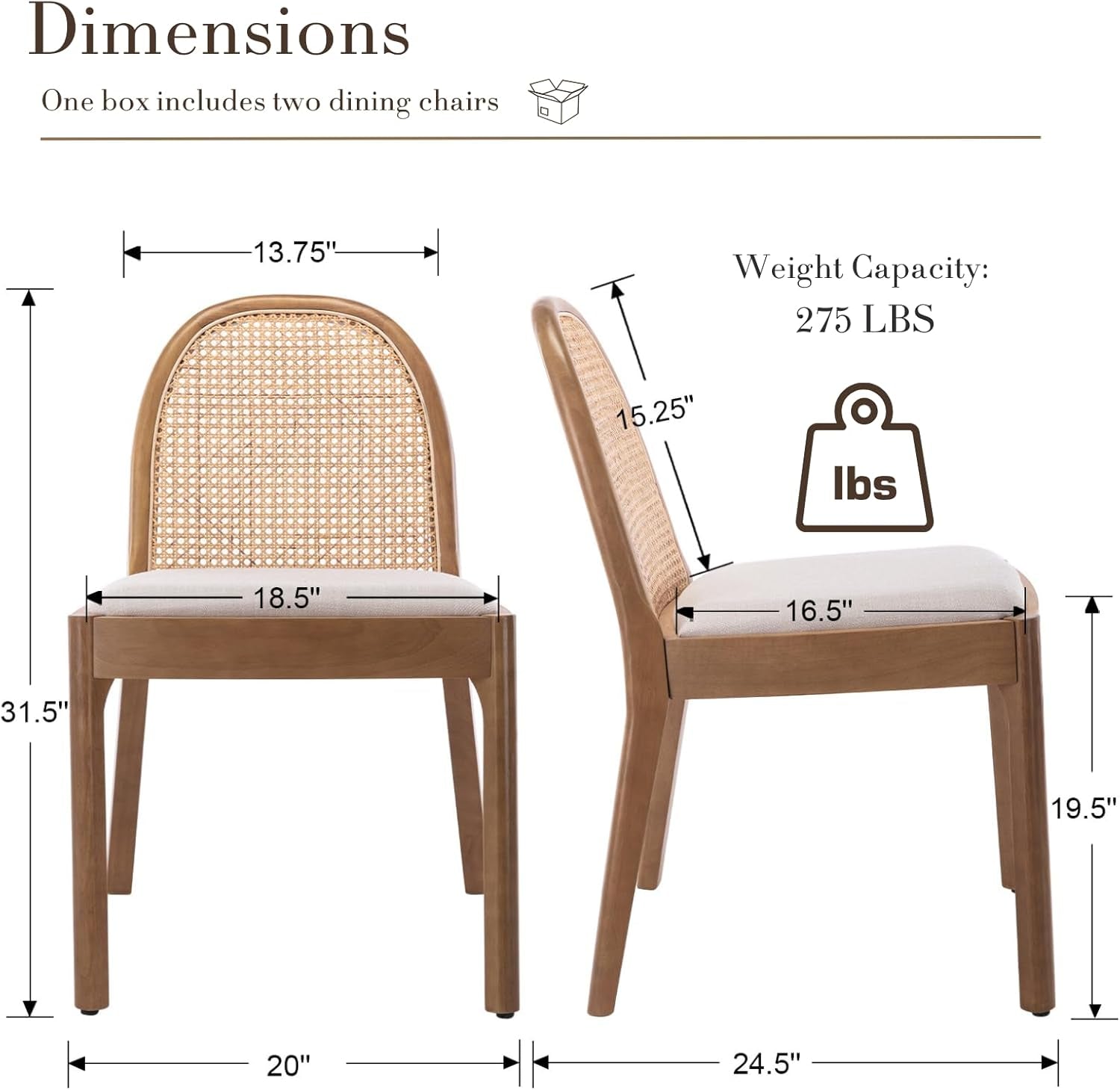 Beige Rattan Dining Chairs Featuring Contemporary Wood-2