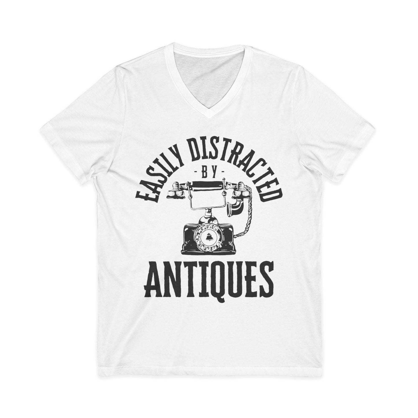 Easily Distracted by Antiques Short Sleeve V-Neck Tee