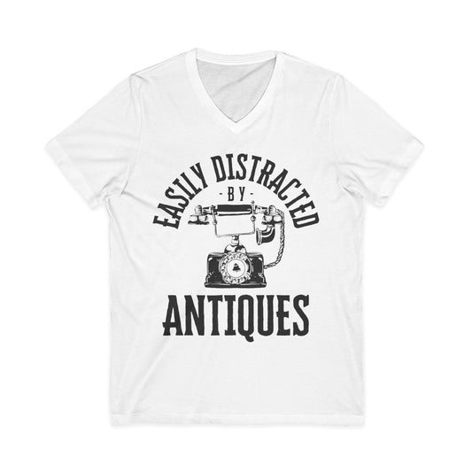 Easily Distracted by Antiques Short Sleeve V-Neck Tee