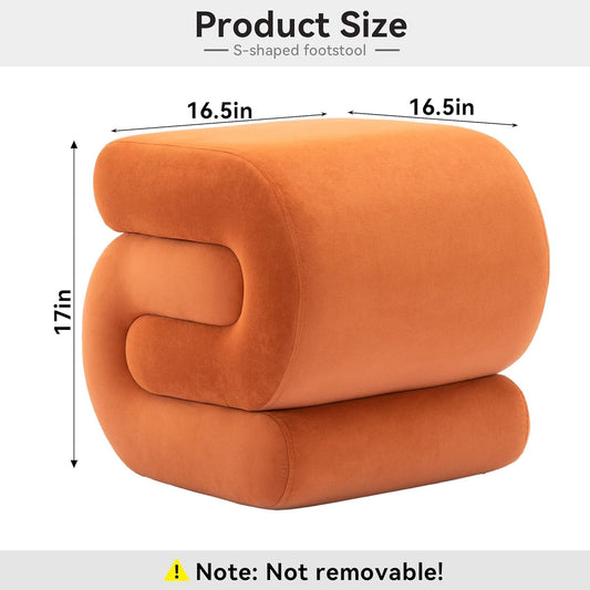 Orange Contemporary S Shape Ottoman