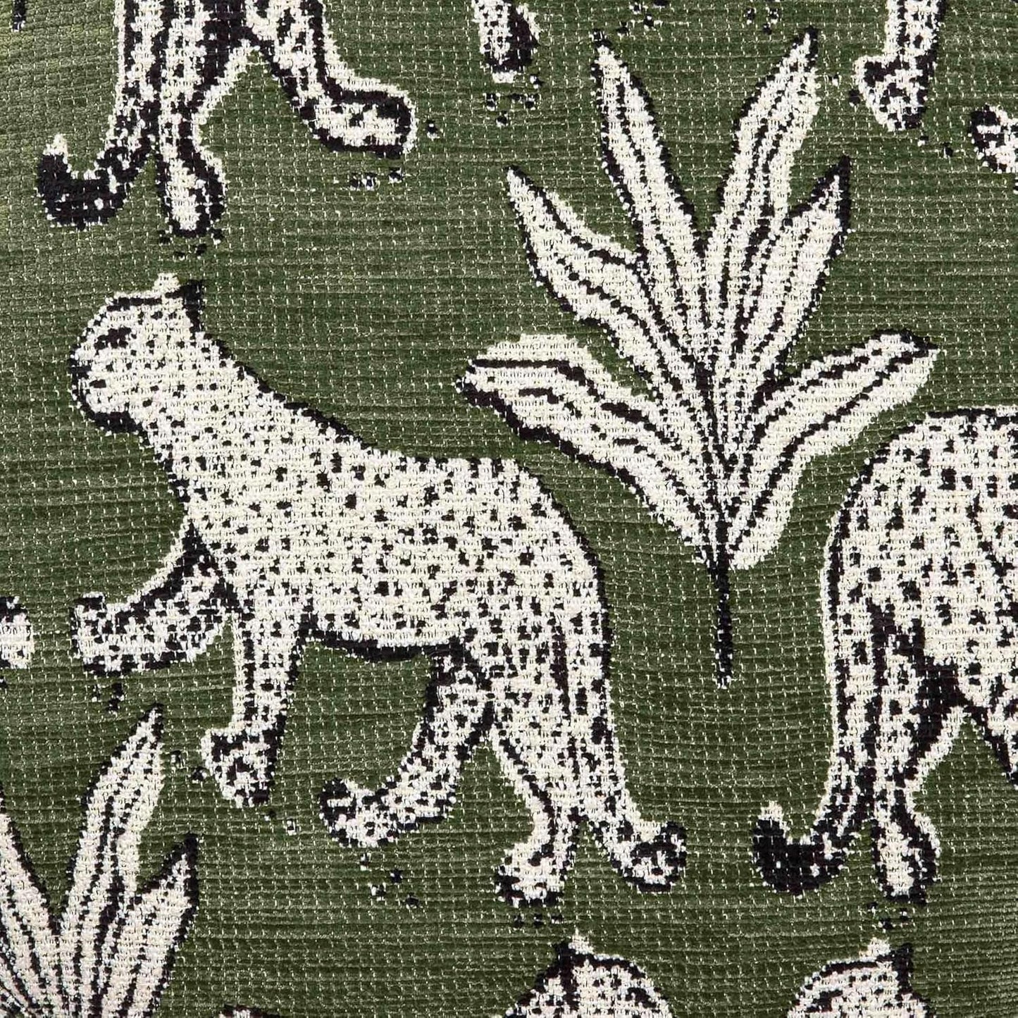 Olive Green Leopard Jacquard Ottoman Room Furniture-4