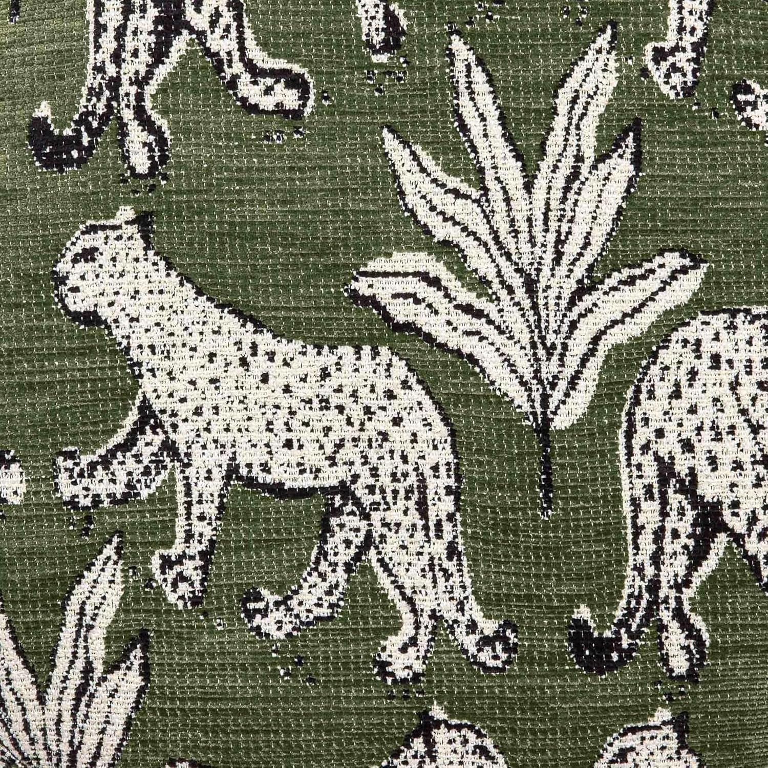 Olive Green Leopard Jacquard Ottoman Room Furniture-4