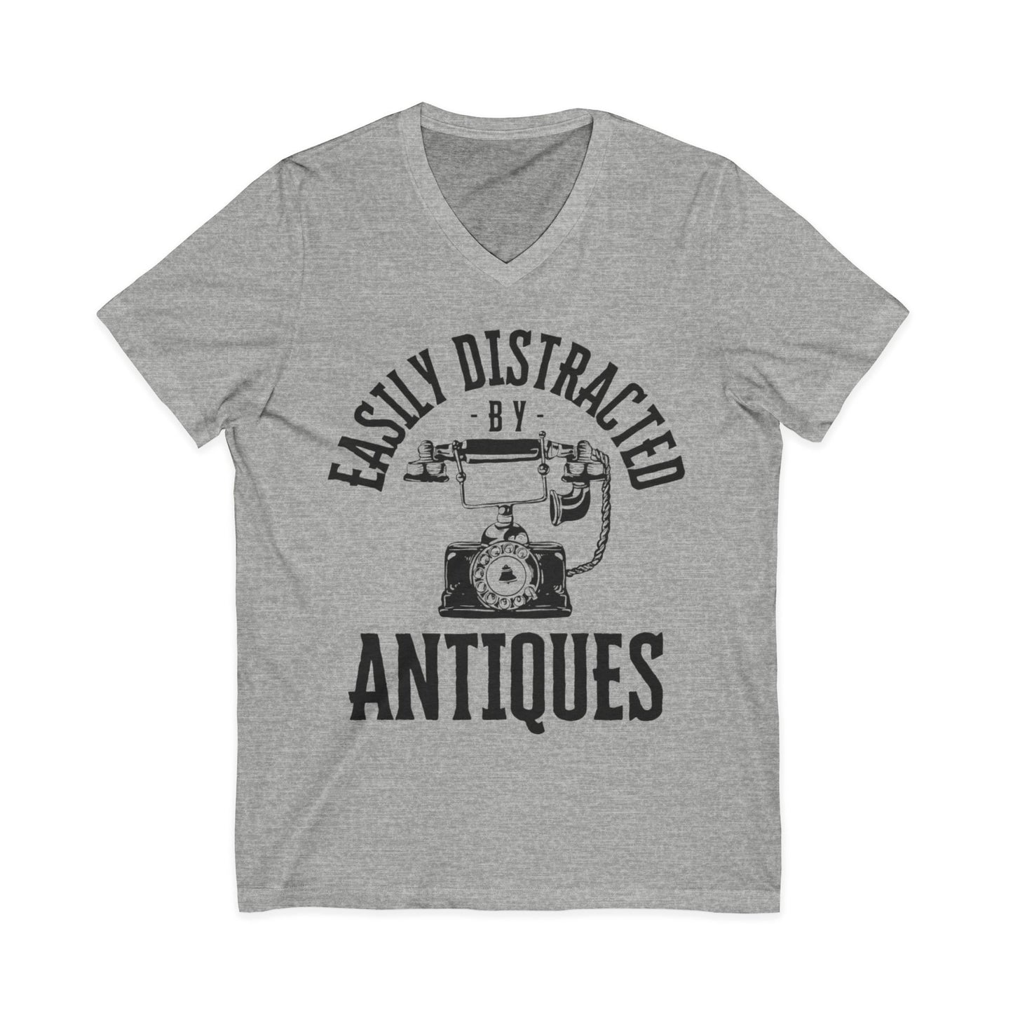 Easily Distracted by Antiques Short Sleeve V-Neck Tee